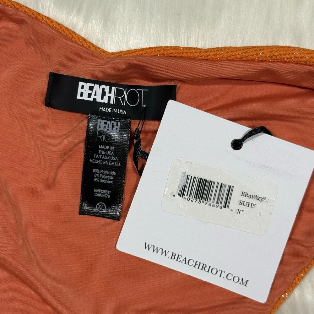Beach Riot Size XL Orange Haze Phoebe Bikini Bottom & Effie Top 2 Piece Swim - Picture 9 of 11